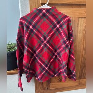 Tahari Red and Green Plaid Top